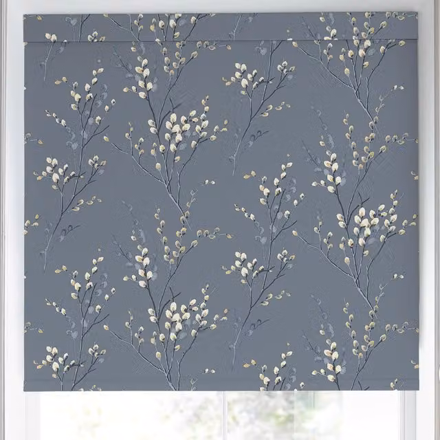 Laura Ashley Pussy Willow Translucent Made to Measure Roller Blind in Dark Seaspray Blue