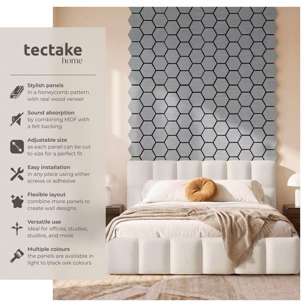 tectake Modern Geometric Wood-Look Shelf in Light Grey – 2