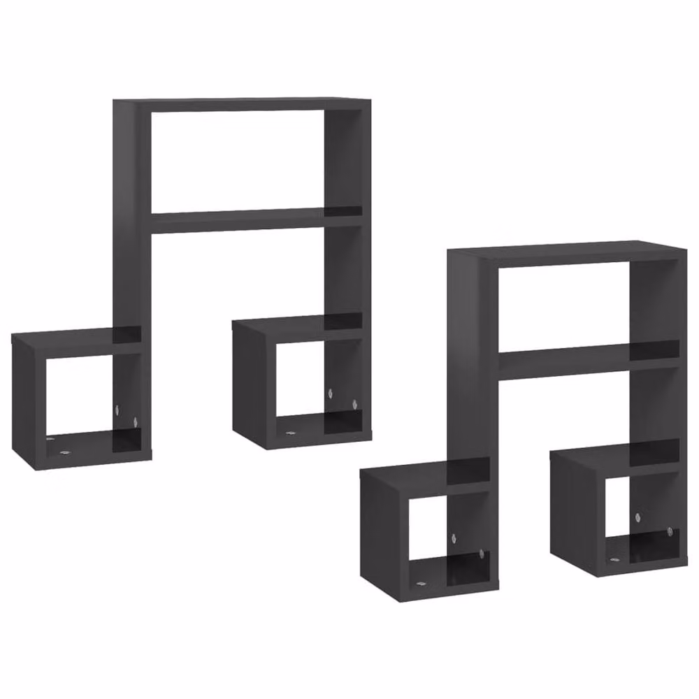 Berkfield Home Set of 2 High Gloss Grey Wall Shelves in Engineered Wood, W/D/H: 50 x 15 x 50 cm – 3