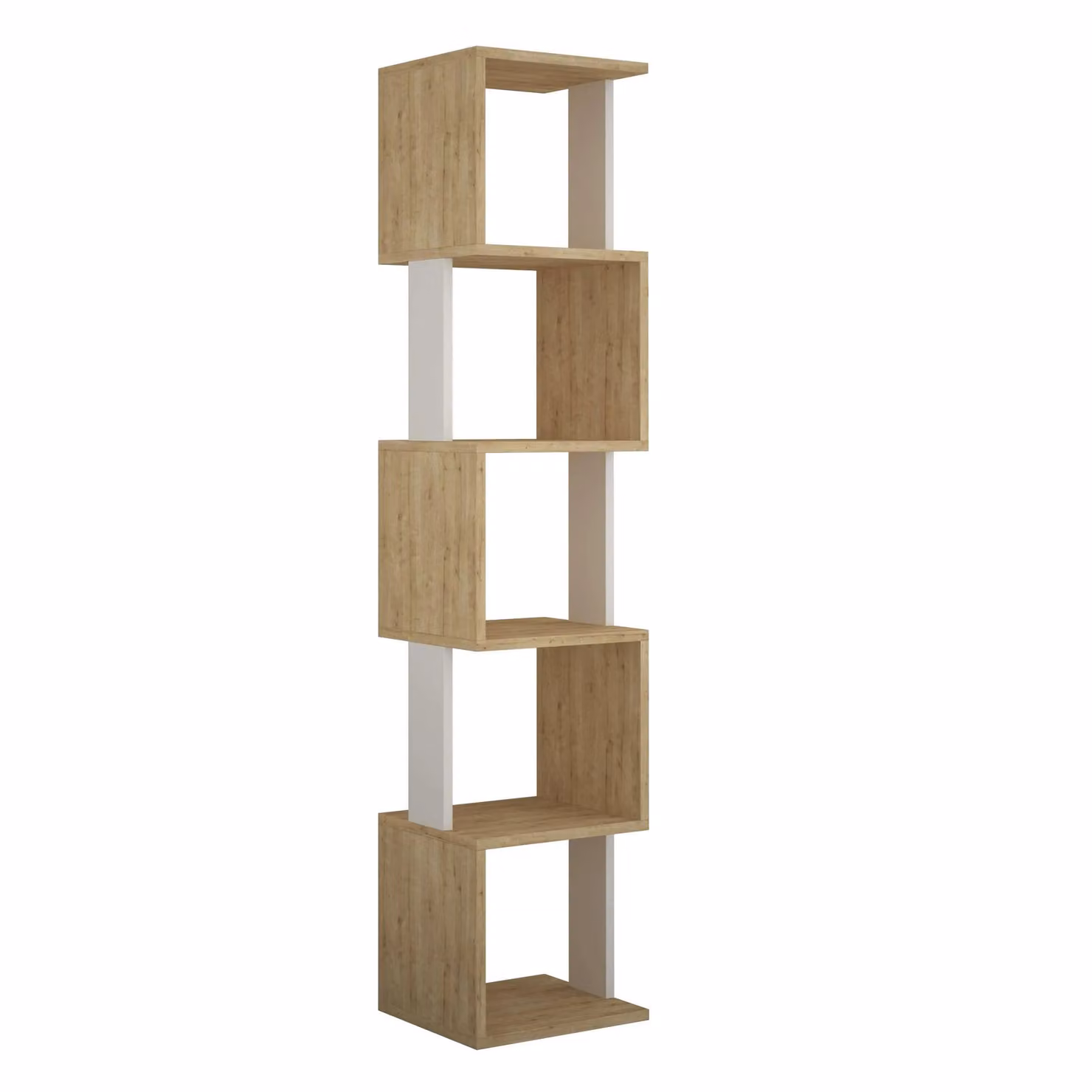 Decortie Piri Modern Five Tier Bookcase Display Unit in Beige, H 161 cm x W 30 cm – 2