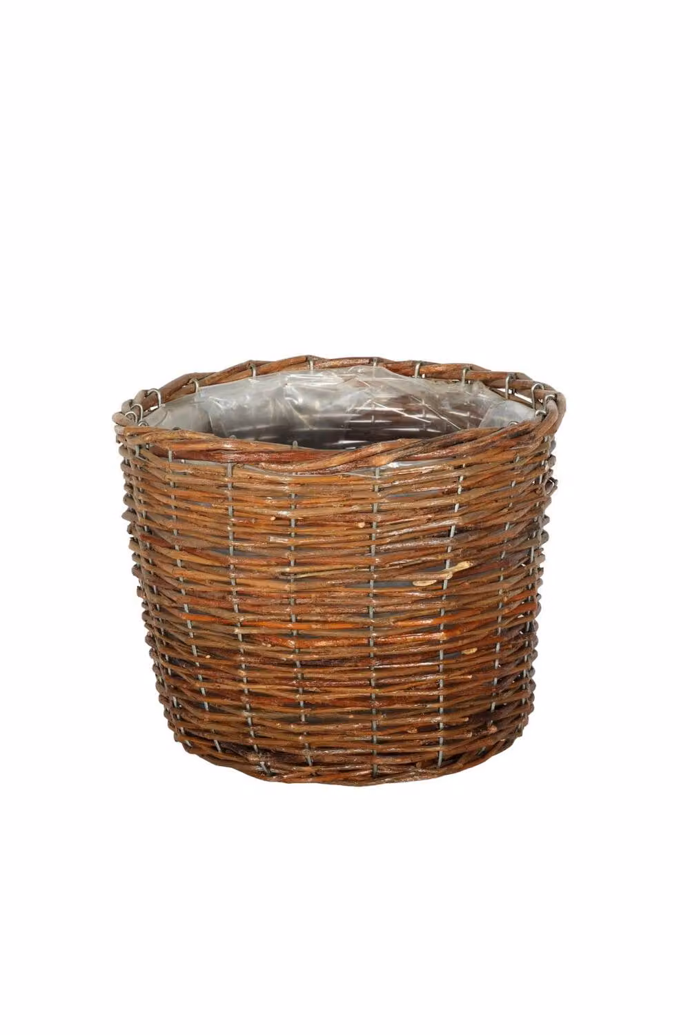 KDMD Natural Round Willow Basket Planter in Brown and Beige with Open Weave Design – 2