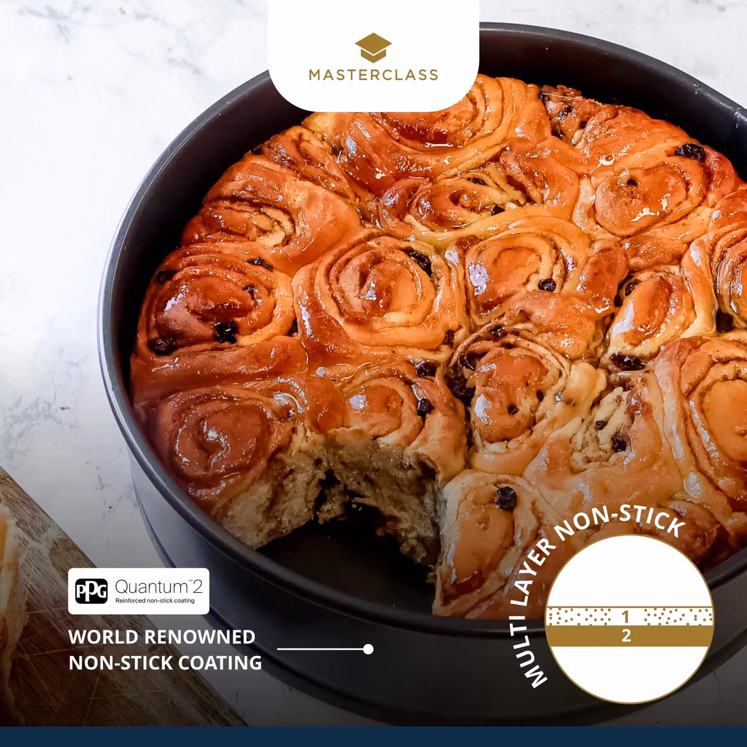 MasterClass Non-Stick Carbon Steel Springform Round Cake Tin, Grey – 6