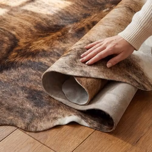Infinity Leather Natural Cowhide Hairon Rug in Light Brindle Brown and White, W: 170 cm, D: 150 cm – 7