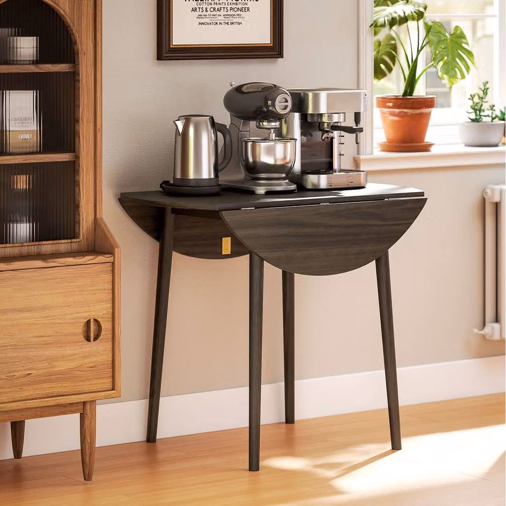 STILVORA Modern Round Drop Leaf Dining Table in Grey – 7
