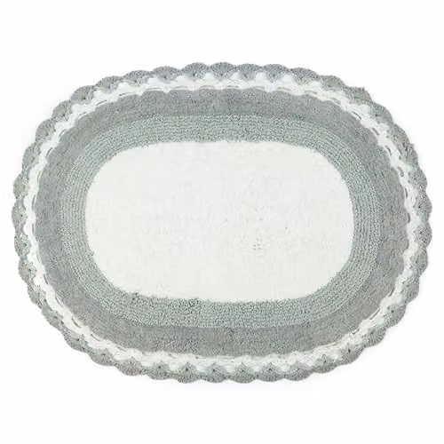 Allure Bath Fashions Vintage Oval Crochet Bath Mat, Grey, 100% Cotton, W: 50 cm, D: 80 cm