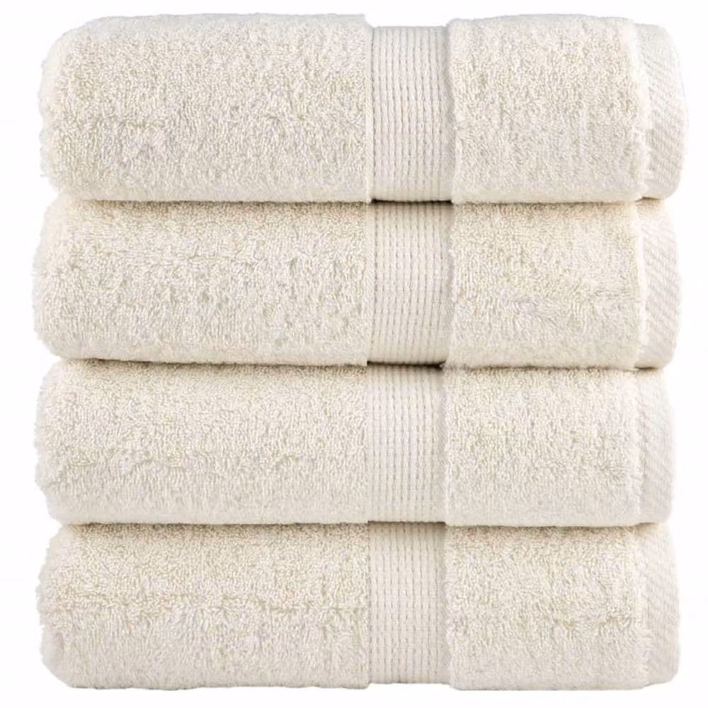 Berkfield Home SOLUND Premium Cotton Terry Guest Towels, 4 Pack, Beige, W: 30 cm x H: 50 cm, 600 gsm – 2