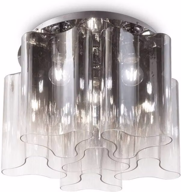 Ideal Lux Compo 6 Light Modern Ceiling Light in Chrome and Grey with Transparent Glass