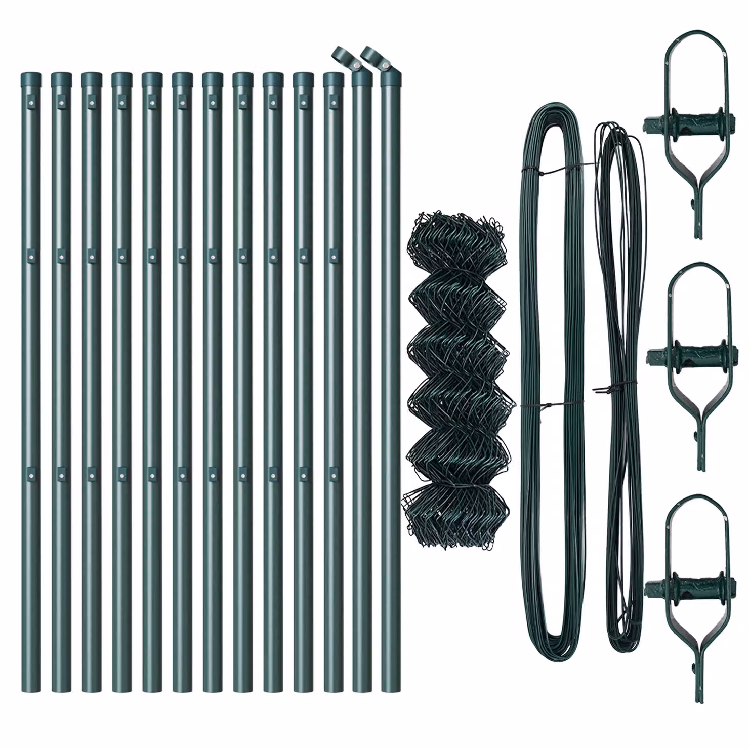Berkfield Home Green Galvanised Steel Chain Link Fence with 13 Posts, W: 25 m, H: 0.4 m – 3