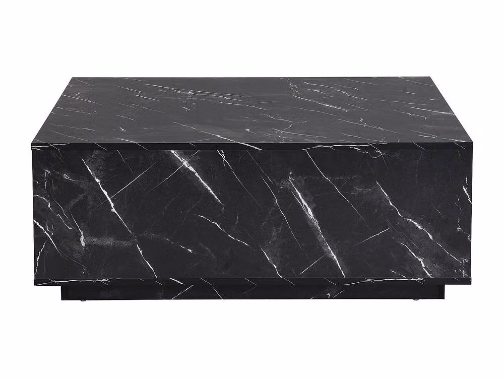 Vente-unique Antrim Coffee Table with 2 Drawers in Black Marble Effect MDF, W/D/H: 90 x 35 x 75 cm – 2