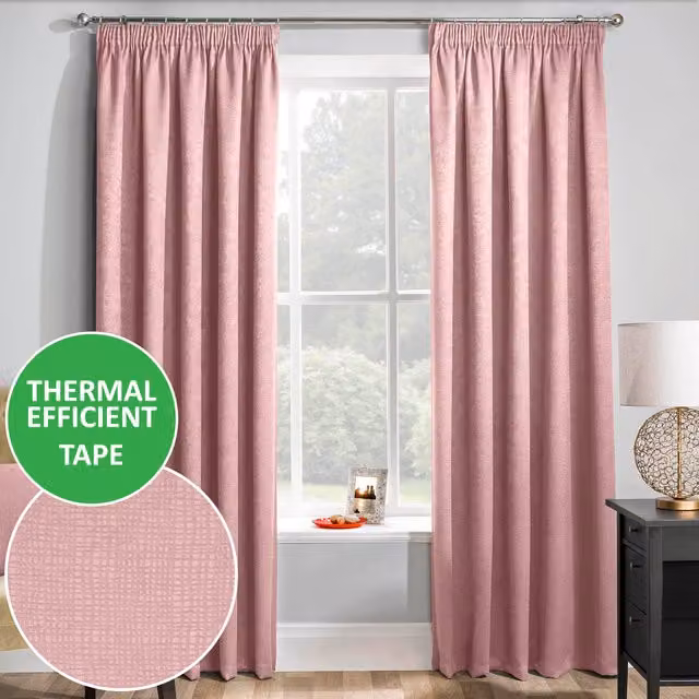 Enhanced Living Matrix Thermal Noise Reducing Dim Out Curtains, Pink, W: 117 cm, H: 229 cm – 1