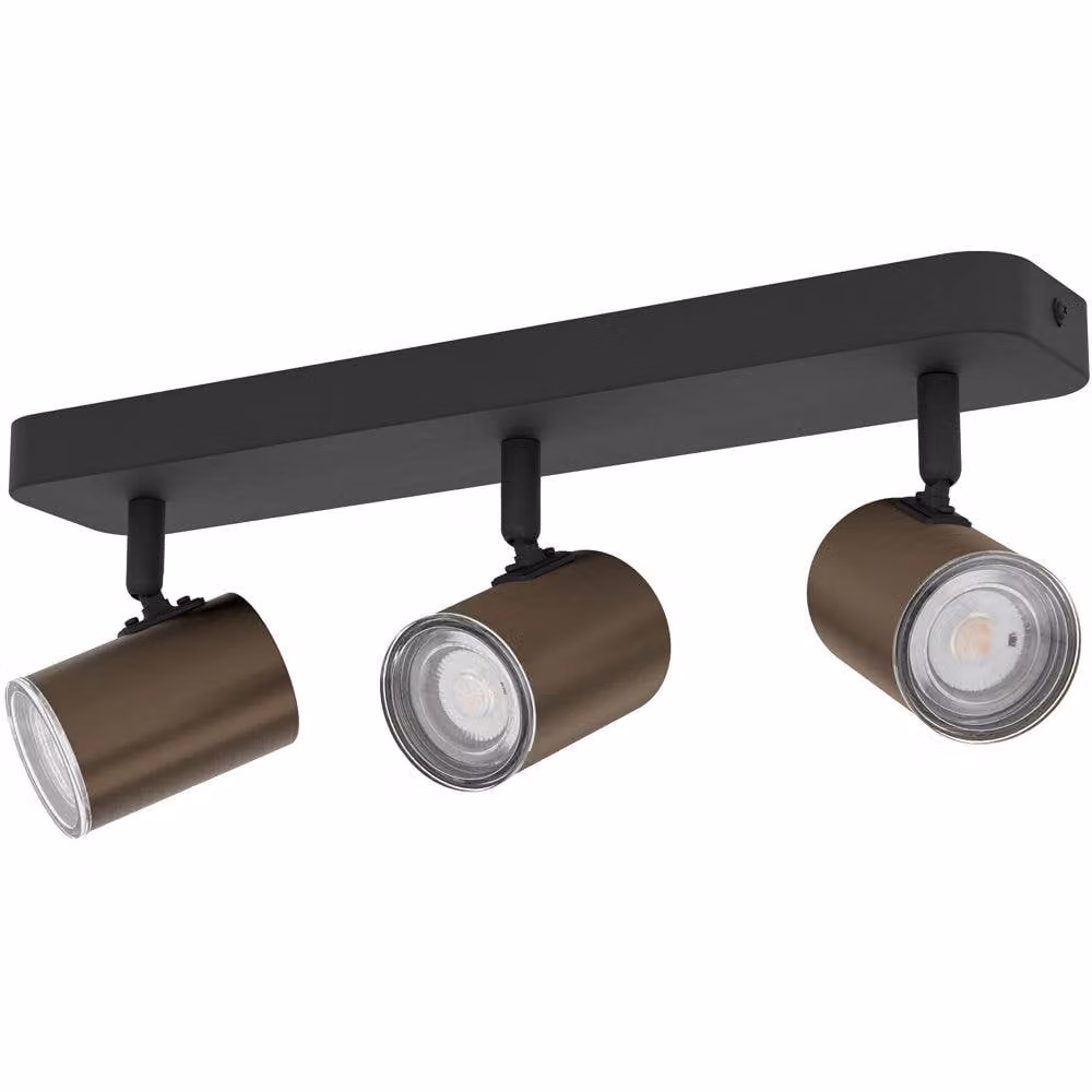 Loops Modern Triple LED Bathroom Ceiling Spotlight in Bronze and Black with Adjustable GU10 Lights – 2
