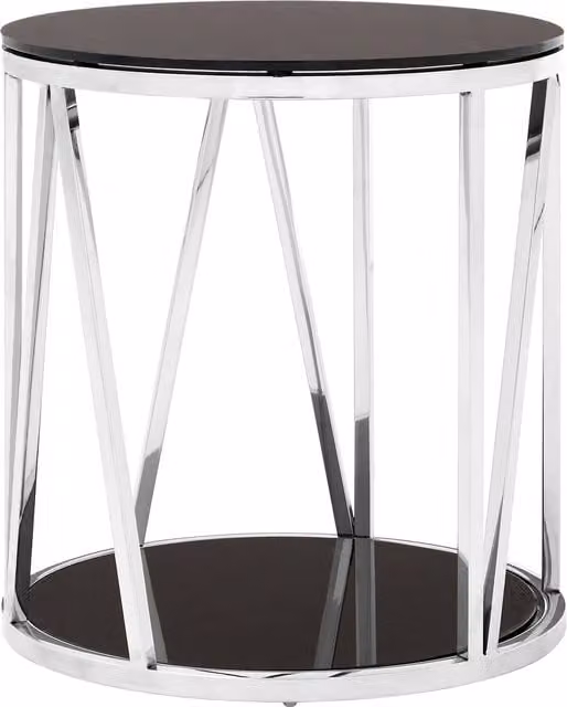 Orsina Modern Round Glass Side Table in Silver