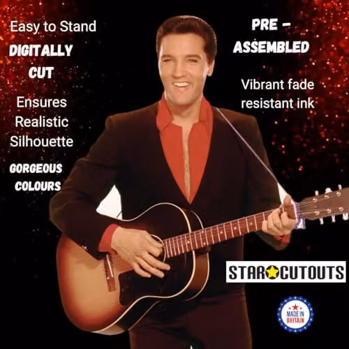 Star Cutouts SC241 Elvis Presley Smiling with Guitar Lifesize Cardboard Cutout, Multicolour – 6