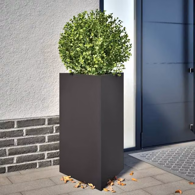 Berkfield Home Garden Triangular Steel Planters, 2 Pack, Black, W: 50 cm, D: 43 cm, H: 75 cm – 1