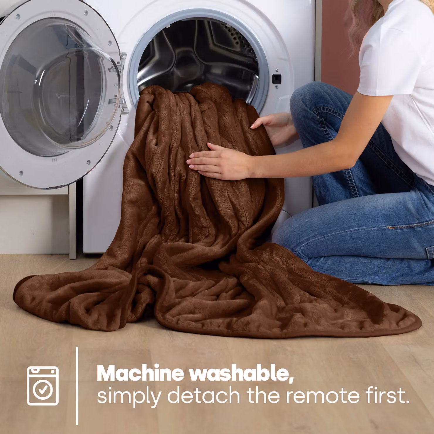LIVIVO Electric Heated Fleece Blanket in Brown, W/D/H: 130 x 160 cm – 6