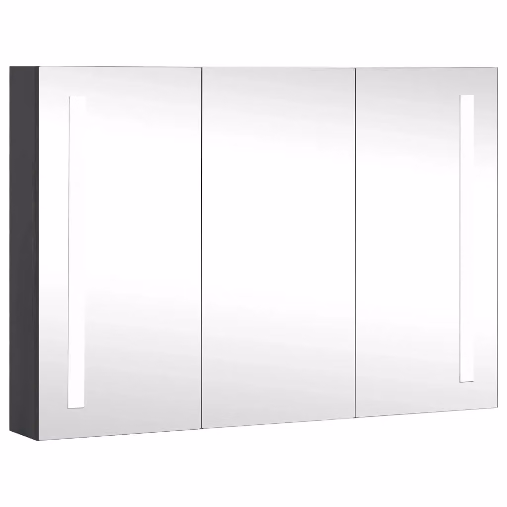 Berkfield Home LED Bathroom Mirror Cabinet in Black, W/D/H: 89 x 14 x 62 cm – 2