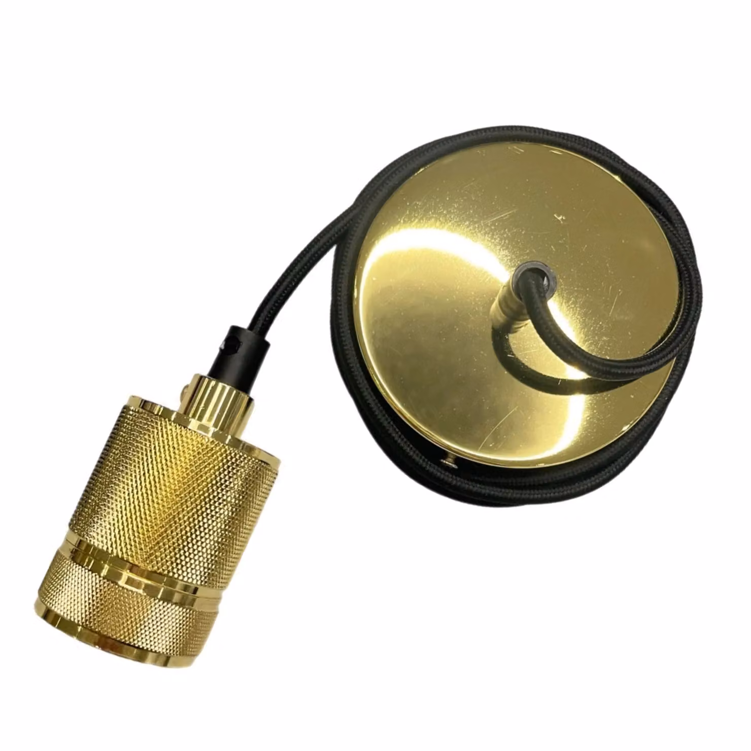CGC Lighting Sydney Gold Knurled Single Band E27 Adjustable Ceiling Pendant with Matching Ceiling Rose – 4