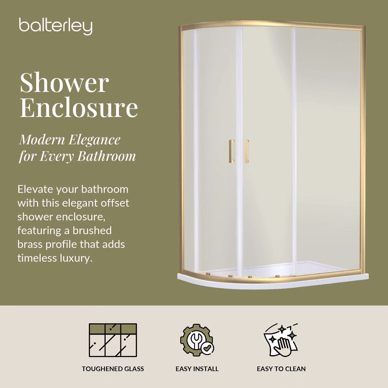 Balterley Offset Quadrant Corner Shower Enclosure, Gold – 2