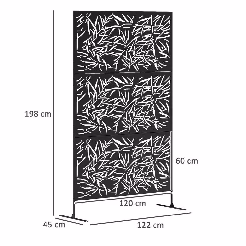 Kelvenix Decorative Steel Garden Privacy Screen in Black, W/H: 120 x 198.12 cm – 2