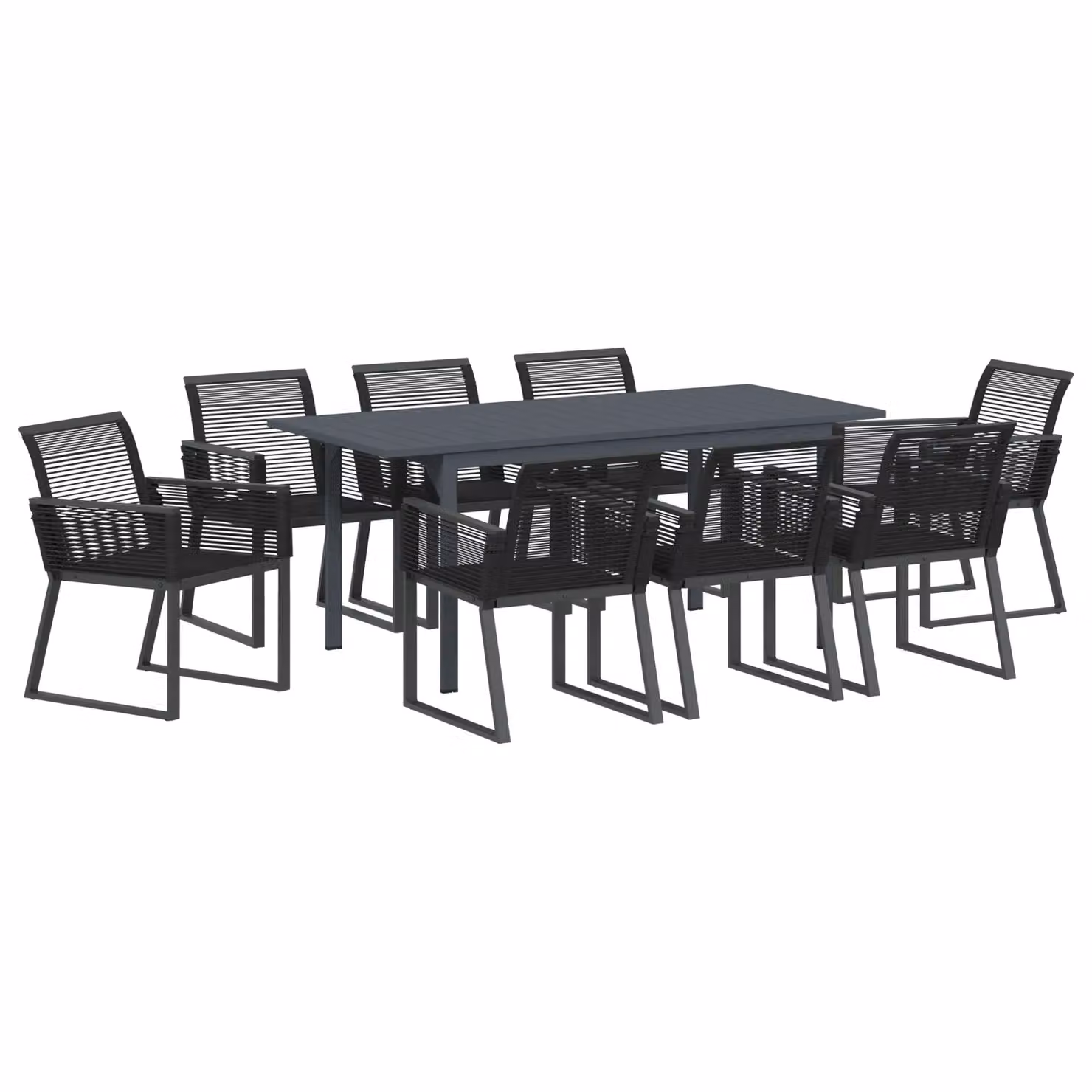 Berkfield Home 6 Piece Modern Garden Dining Set in Black Poly Rattan and Powder Coated Steel – 2