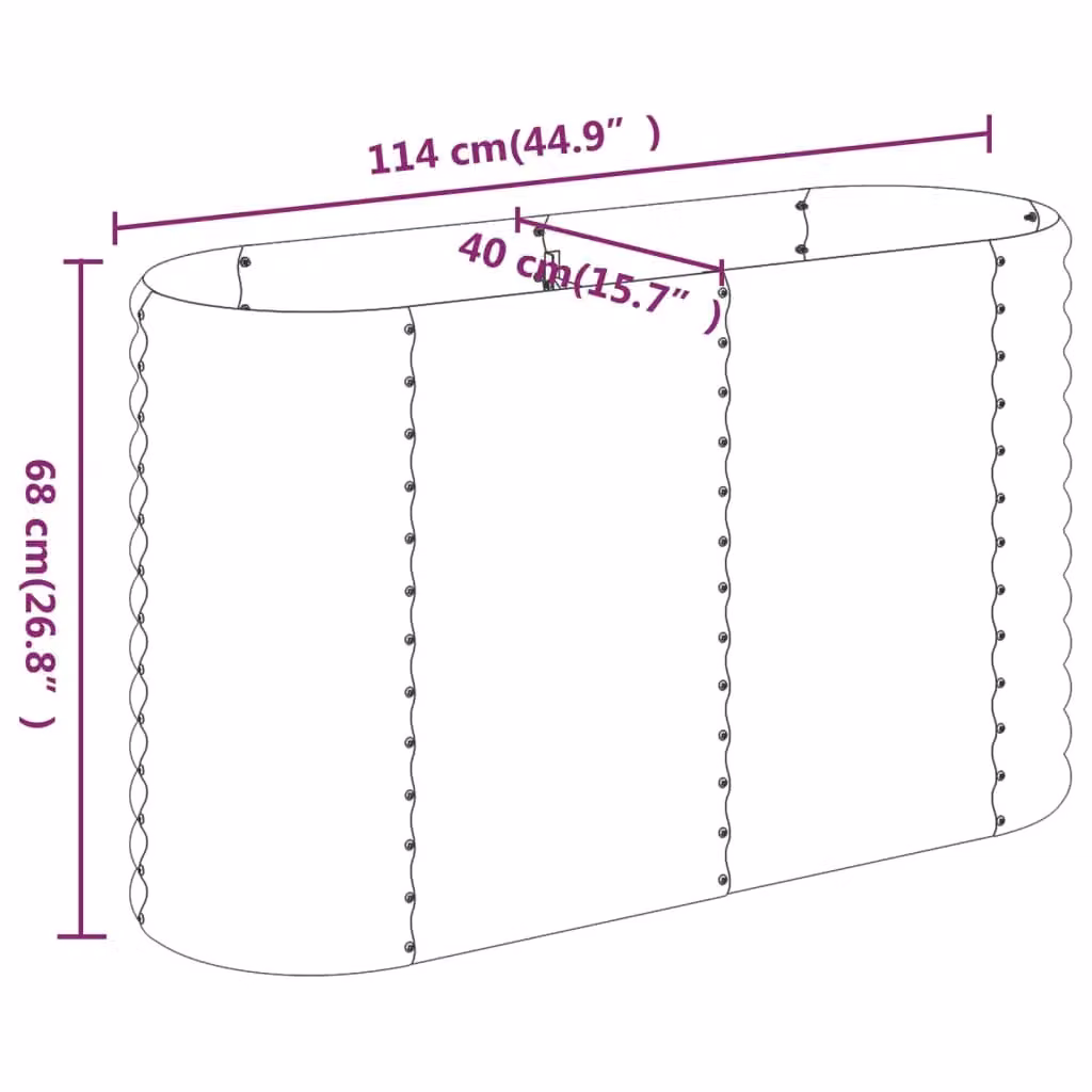 Berkfield Home Garden Powder-coated Steel Raised Bed in Green, W/D/H: 114 x 40 x 68 cm – 4