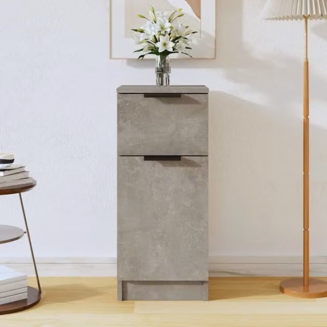Berkfield Home Concrete Grey Sideboard in Engineered Wood, W/D/H: 30 x 30 x 70 cm