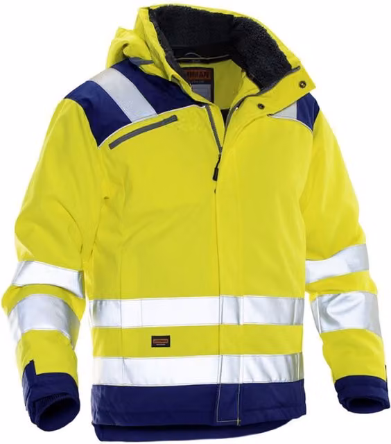 Jobman Mens Star Hi-Vis Winter Jacket in Yellow and Blue, Size S