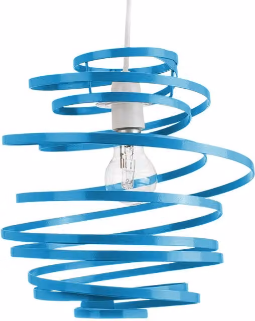 Happy Homewares Gloss Metal Double Ribbon Spiral Swirl Ceiling Light Pendant in Petrol Blue