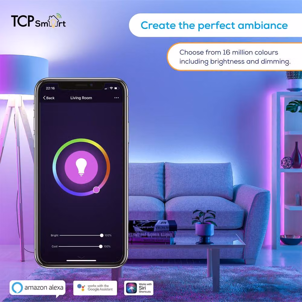 TCP Smart Wifi RGB LED Strip Lights, Multicolour, 5 Metres, IP20 Indoor Use – 5