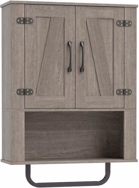 VOGREX 3-Tier Wooden Wall Storage Cabinet in Grey – 1