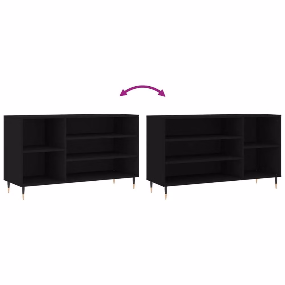 Berkfield Home Modern Black Shoe Cabinet with Internal Shelves, W: 102 cm, D: 36 cm, H: 60 cm – 5
