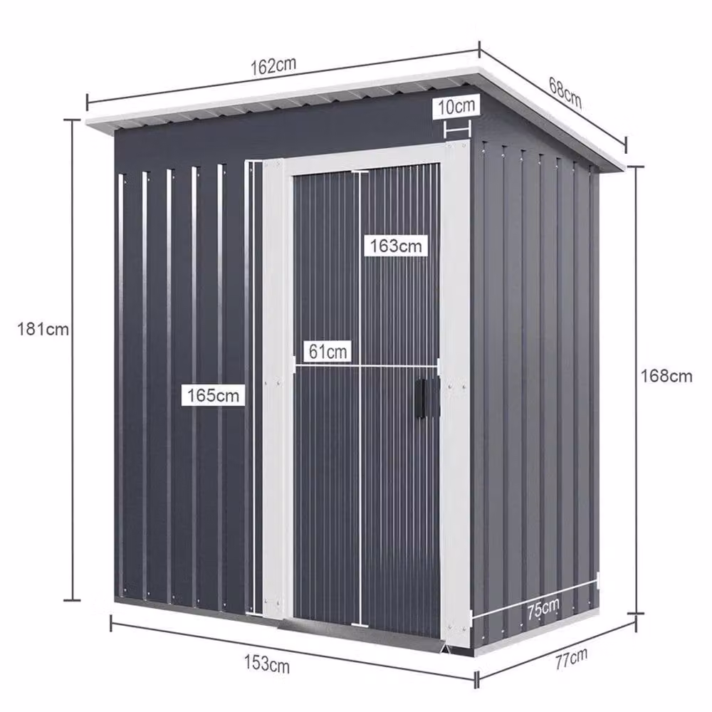 NESTLUNE Dark Grey Metal Garden Storage Cabinet with Double Doors and Foundation, W/D: 100 x 60 cm – 2