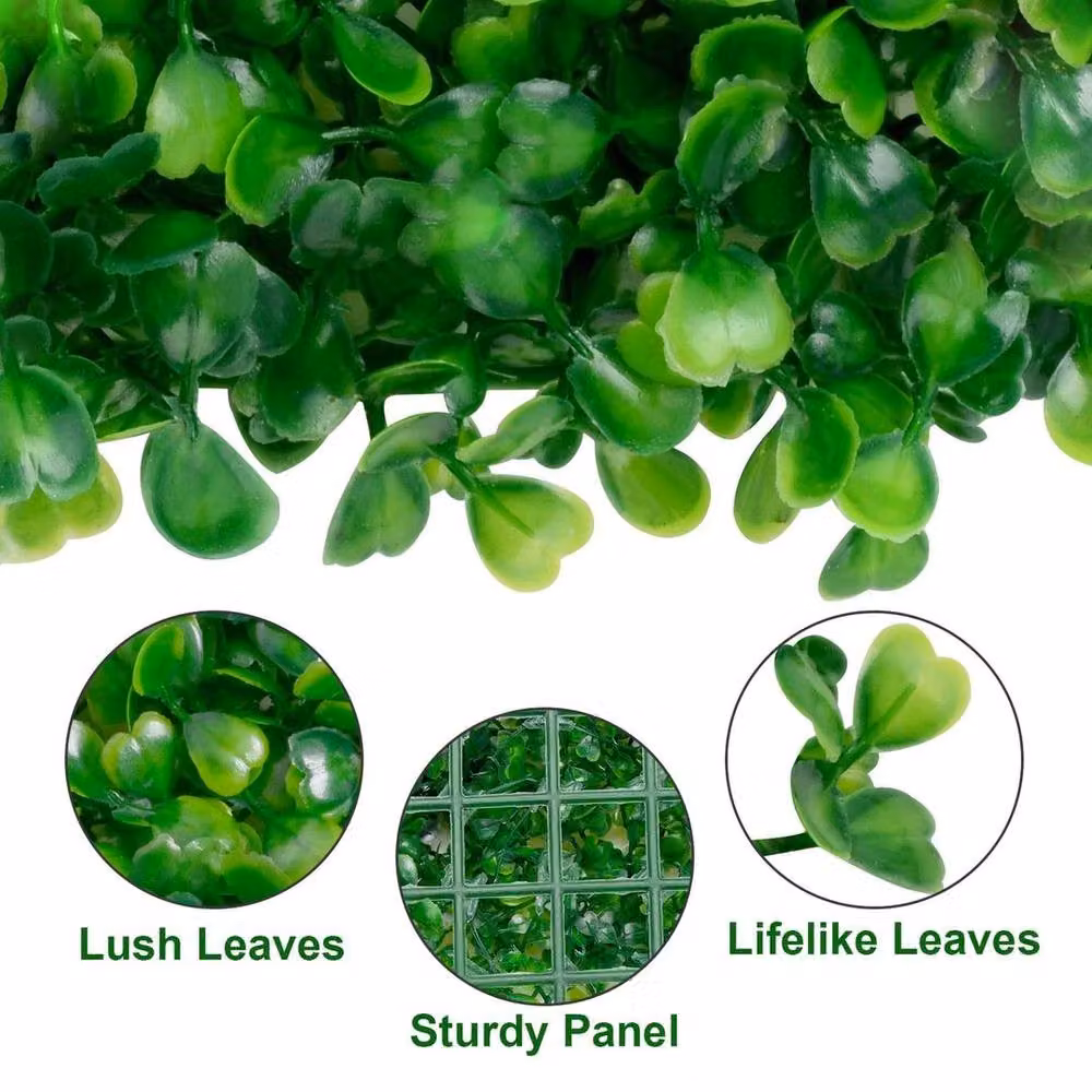 FLAVORA 18-Piece Artificial Greenery Wall Hedge Grass Fence in Green, 0.6m2 – 6