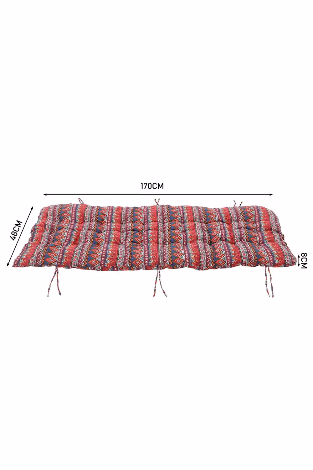 Living and Home Red Ethnic Print Tufted Cotton Lounge Cushion, W: 48 cm, L: 150 cm – 3