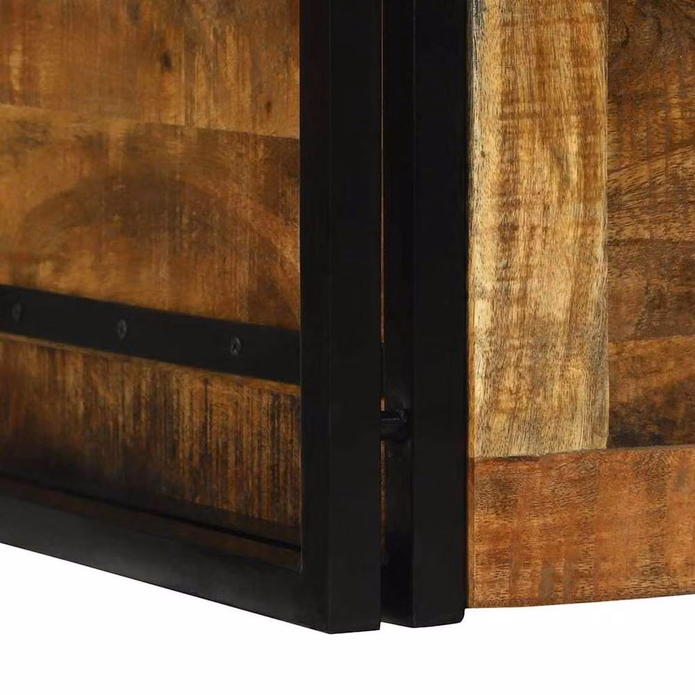 Berkfield Home Rustic Solid Mango Wood Storage Box in Brown, W/D/H: 80 x 50 x 50 cm – 7