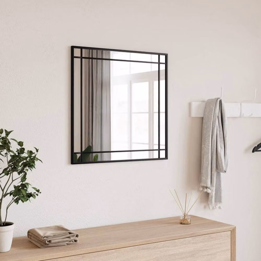 Berkfield Home Square Wall Mirror in Black, W 50 cm x H 50 cm – 2
