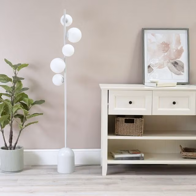 ValueLights Art Deco Sphere Floor Lamp with Glass Shades in Grey and Green
