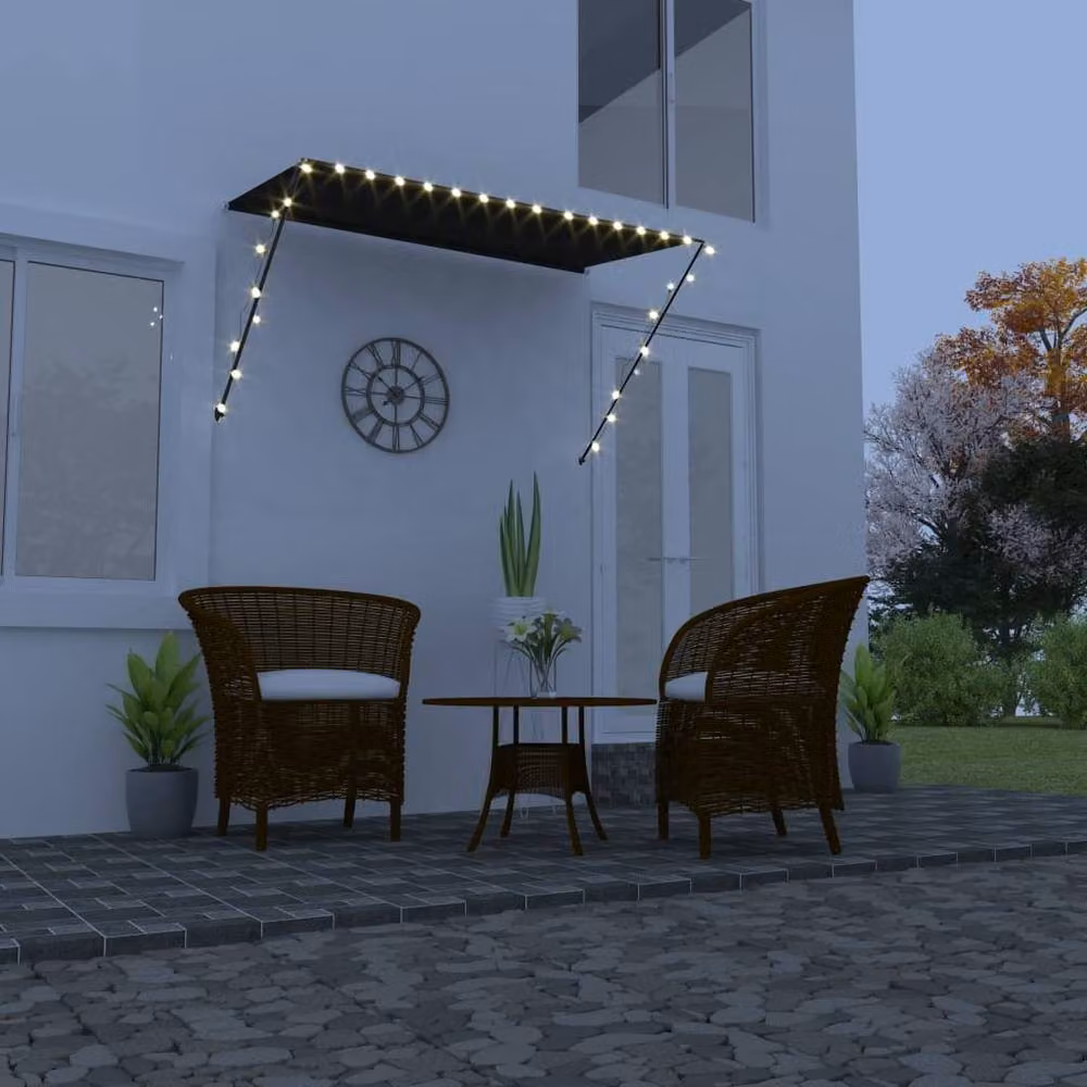 Berkfield Home Retractable Awning with LED in Anthracite and Black, W: 250 cm, D: 150 cm – 2