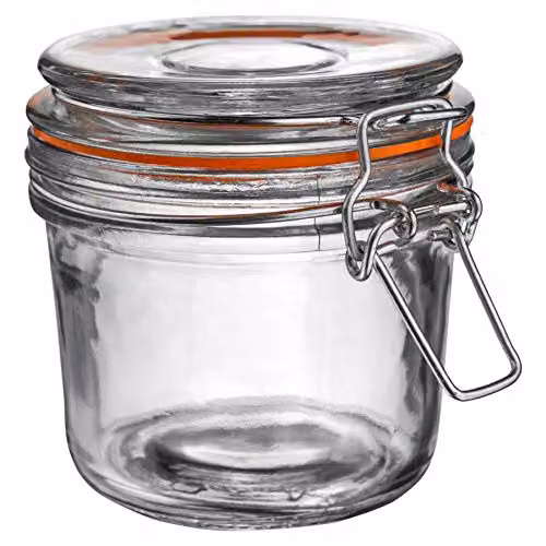 Argon Tableware Glass Storage Jars with Airtight Clip Lid, 350ml, Set of 6, Transparent and Orange – 2