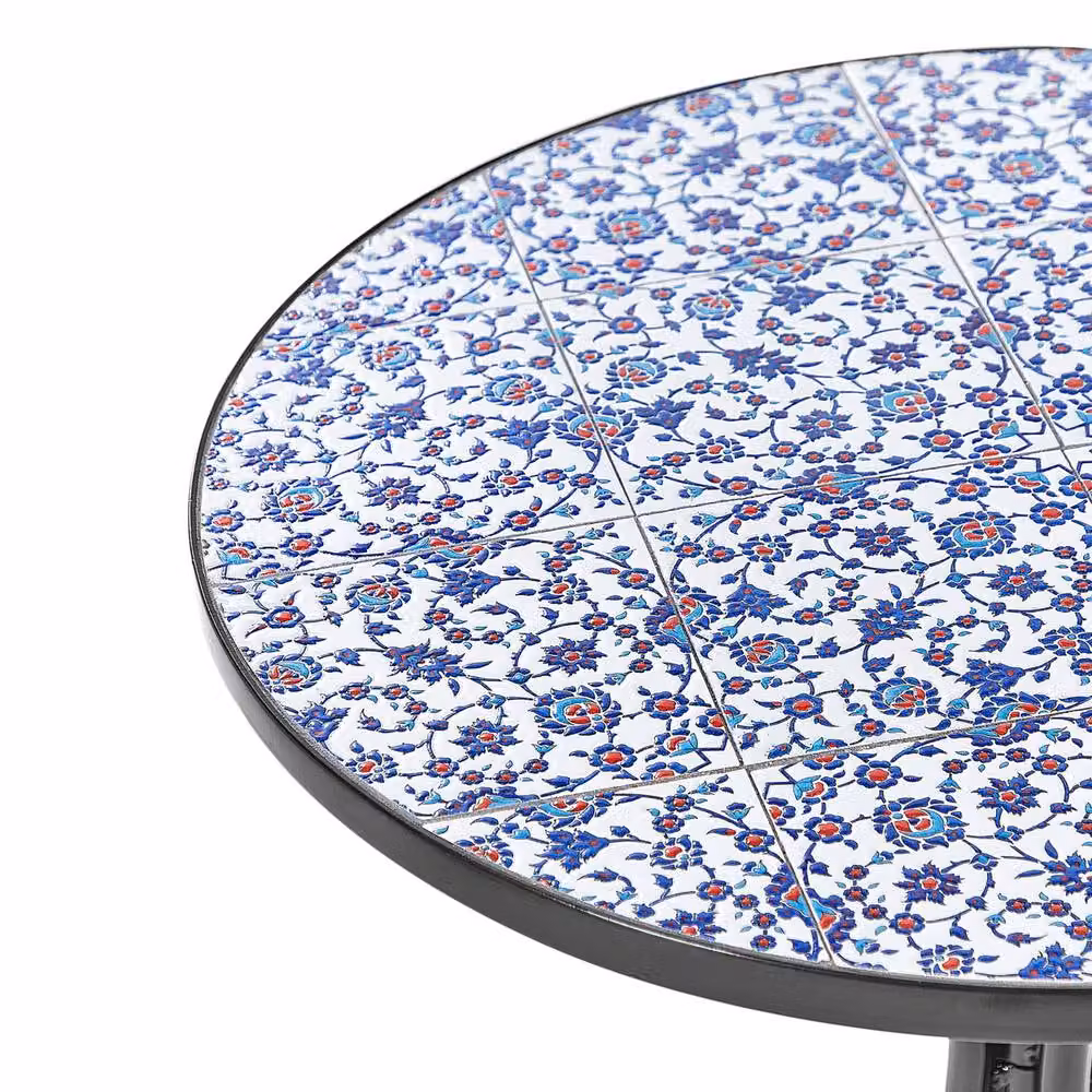 Wyld and Coco Mediterranean Bistro Table with Blue Mosaic and Black Iron, Diameter: 60 cm – 3