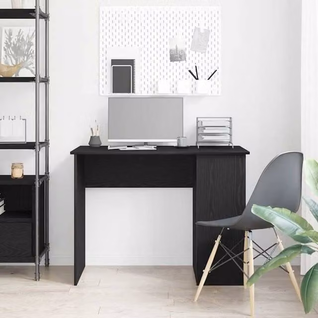 Berkfield Home Modern Writing Desk in Black Oak, W/D/H: 100 x 55 x 75 cm