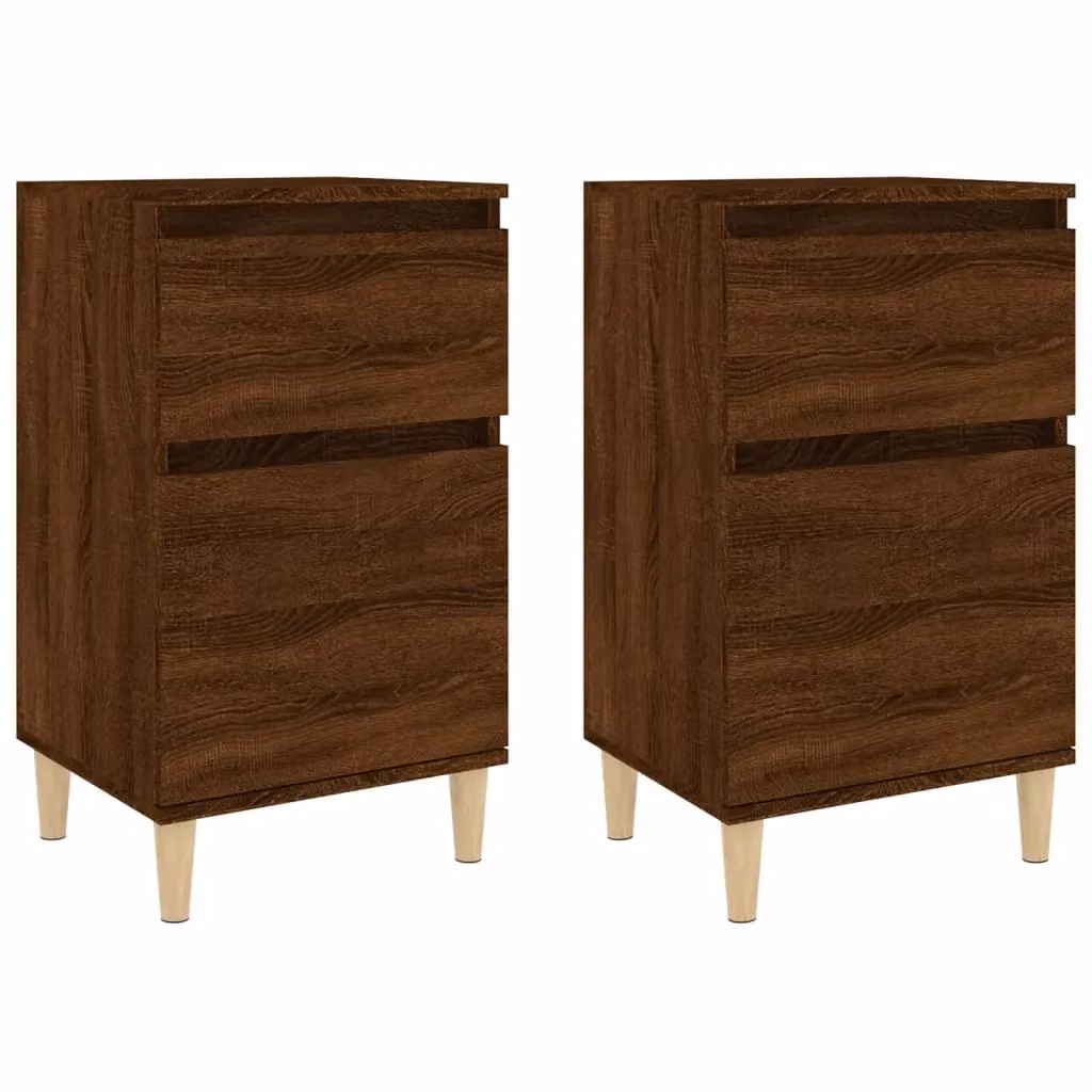 Berkfield Home Set of 2 Classic Brown Oak Bedside Cabinets, W/D/H: 40 x 35 x 70 cm – 2