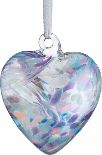 Sienna Glass Purple Pearl Friendship Hanging Heart, 8 cm