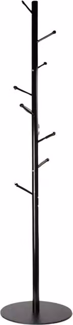 Pirlo Plush Matt Black Metal Coat Stand with 8 Hooks