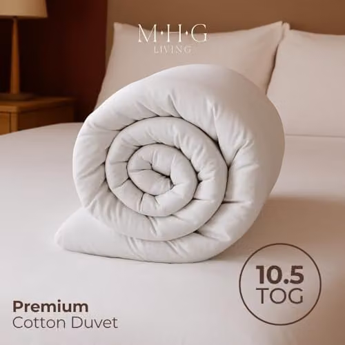 MHG Living 10.5 Tog Single All Season Duvet, White 100% Cotton Hollowfibre Hypoallergenic Quilt, W: 135 cm, L: 200 cm – 2