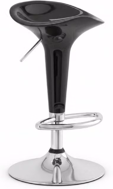 Netfurniture Classic Height Adjustable Kitchen Breakfast Bar Stool in Black with Glossy Synthetic Leather Seat – 1