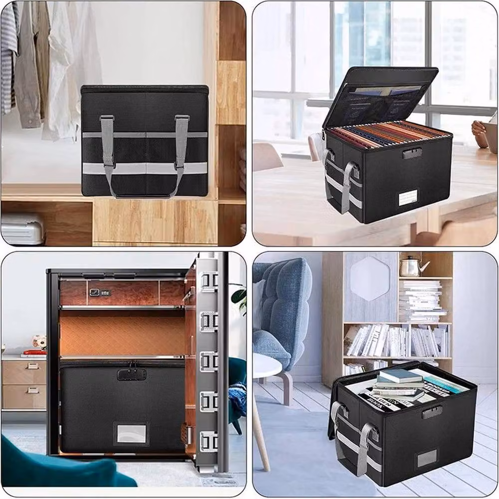 FLAVORA Fireproof Document Box with Lock, Black, W/D/H: 50.0 x 30.988 x 25.4 cm – 5