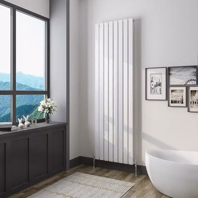 AicaBathroom Vertical Flat Panel Steel Radiator in White, H 180 cm x W 54.4 cm