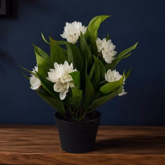 Botanik Artificial White Freesia Potted Flowering Houseplant