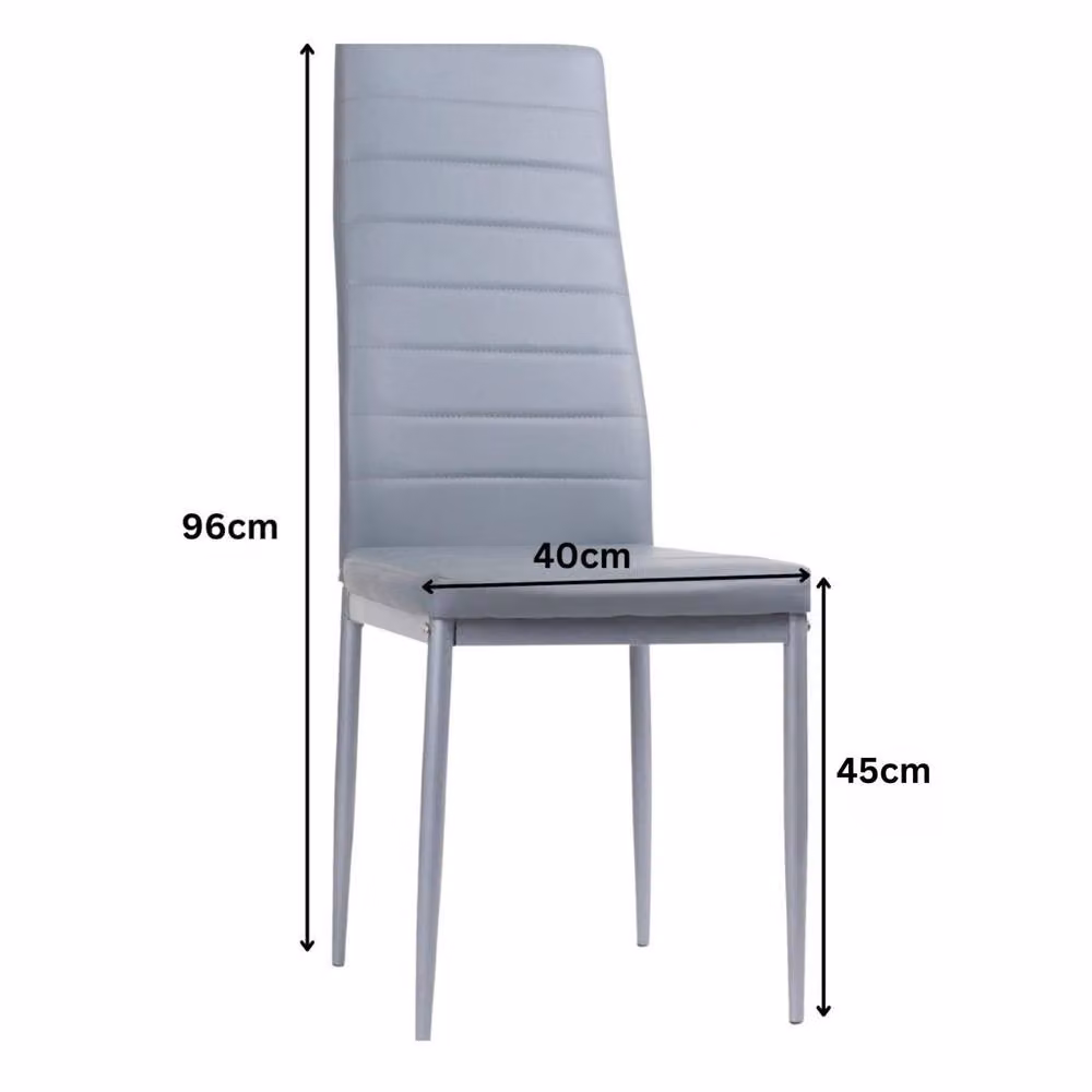 KOSY KOALA Modern Dining Set with Rectangular Brown Wood Table and 6 Grey Faux Leather Chairs – 2